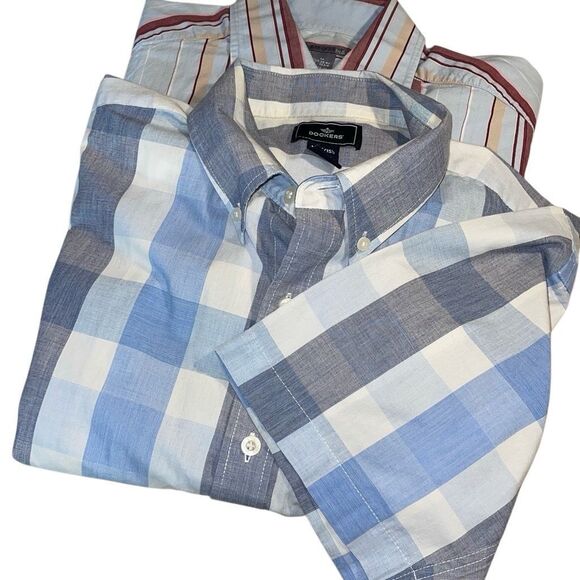 Set‎ of 2 H&M & Dockers Mens Short Sleeve Button Down Shirt Multicolor Medium - Picture 3 of 5